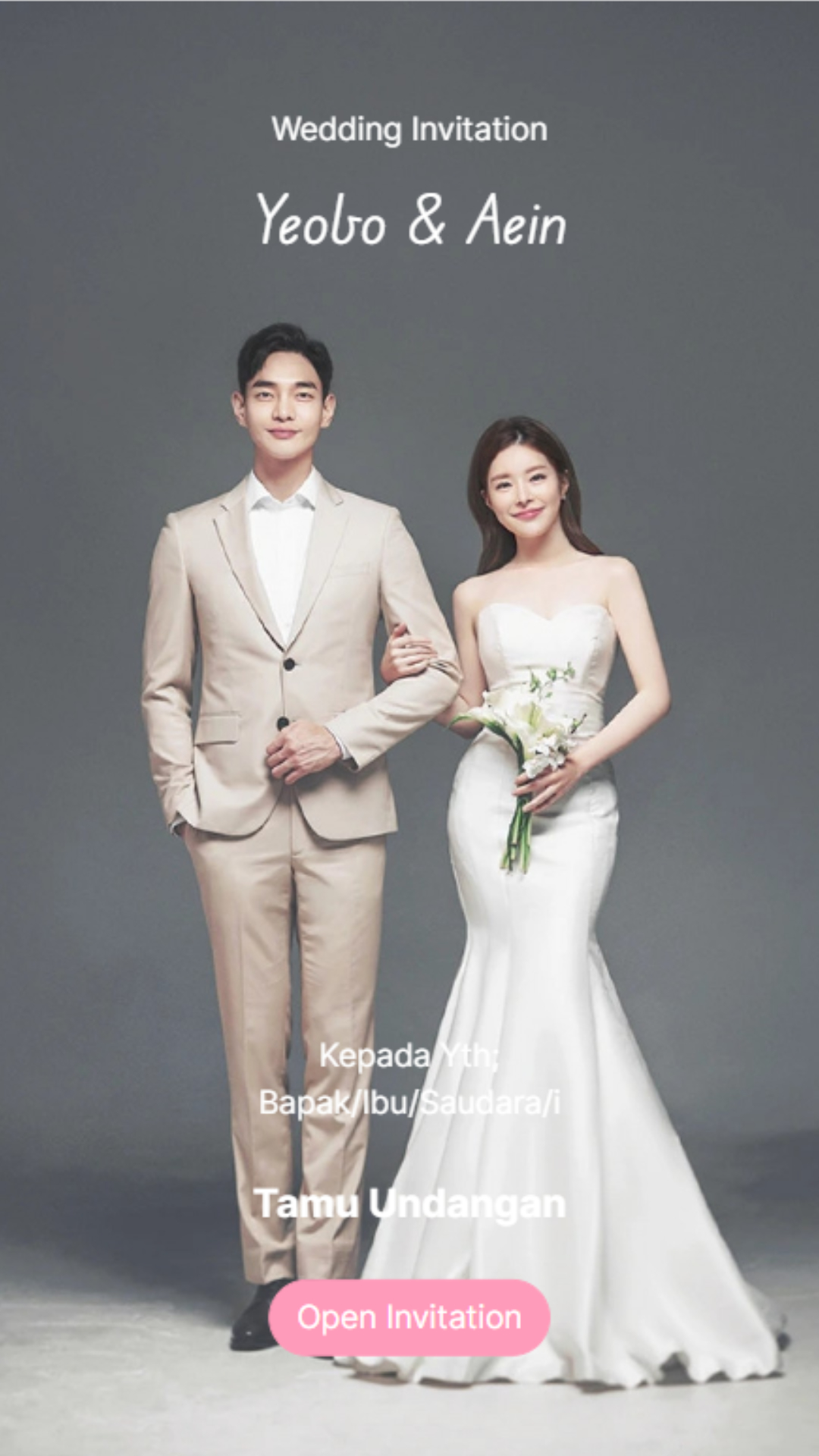 Undangan Pernikahan Ngunduh Mantu & Pertunangan - Pink Korea